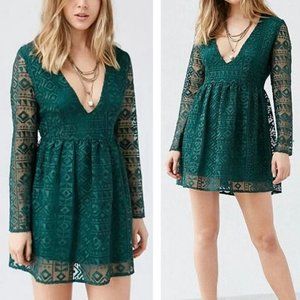 Little White Lies Womens Abi Geo Lace Green Dress  Urban Outfitters S